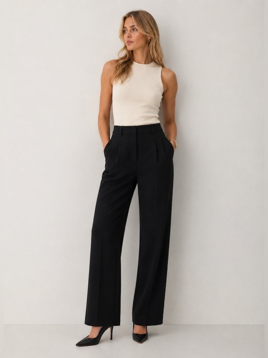 Aritzia Pants - Aritzia the effortless pants black size 6 pleated high rise trousers 28”